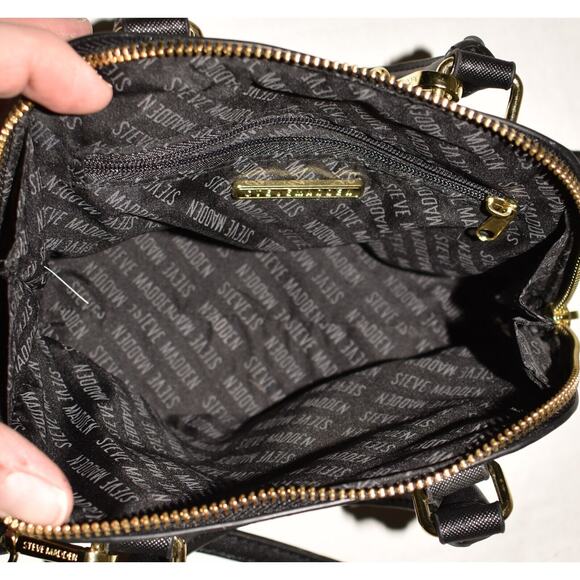 STEVE MADDEN $88 Faith Saffiano Small Leather Crossbody Black - Picture 5 of 5